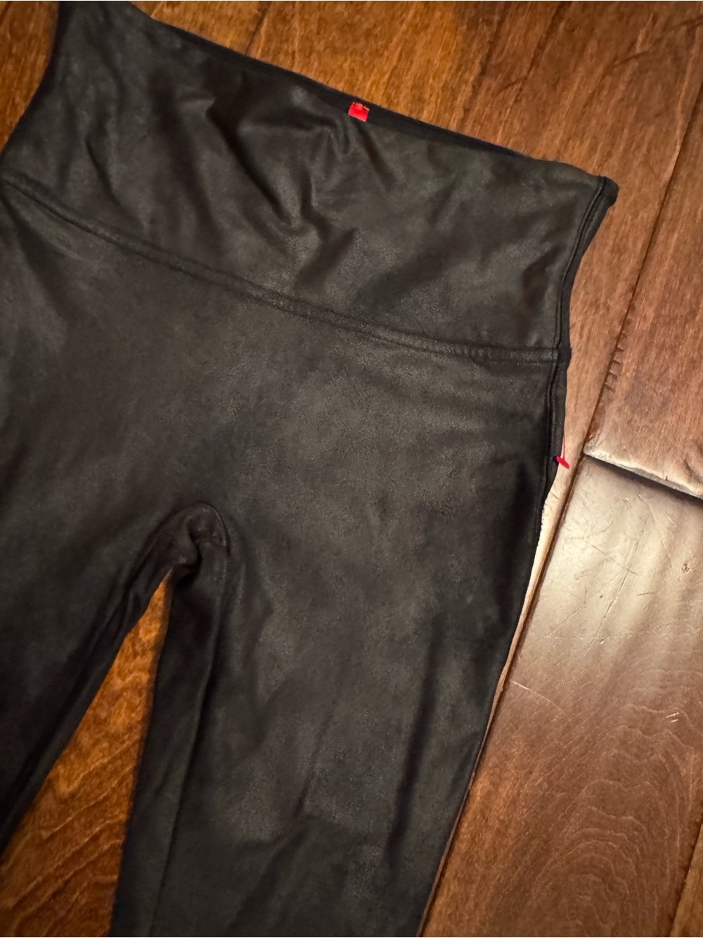 SPANX Black Faux-Leather Leggings with High Waist medium